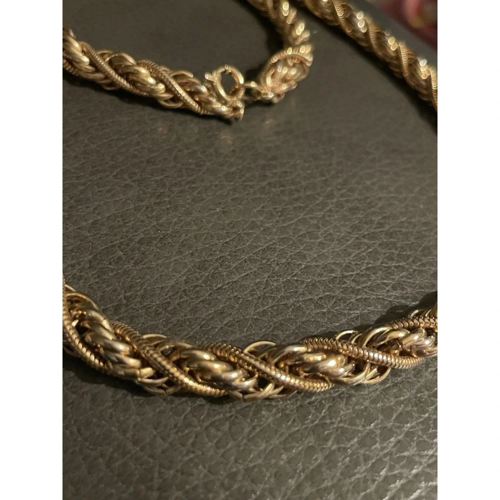 Vintage Twisted Chain Necklace Chunky Gold Tone 29" Long Retro Jewelry - Picture 3 of 9